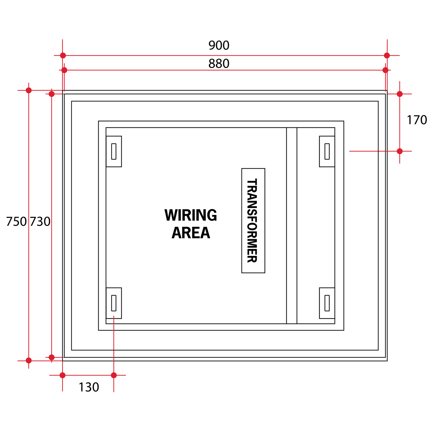 Backlit Rectangular Mirror with Border Cool 750x900x45mm 62Watts - Includes Mirror Demister