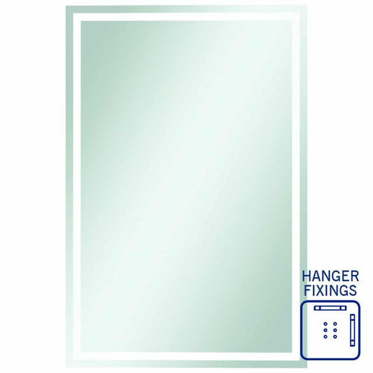 Sierra Rectangle Polished Edge Mirror With Sandblasted Border - 1500X900Mm With Hangers