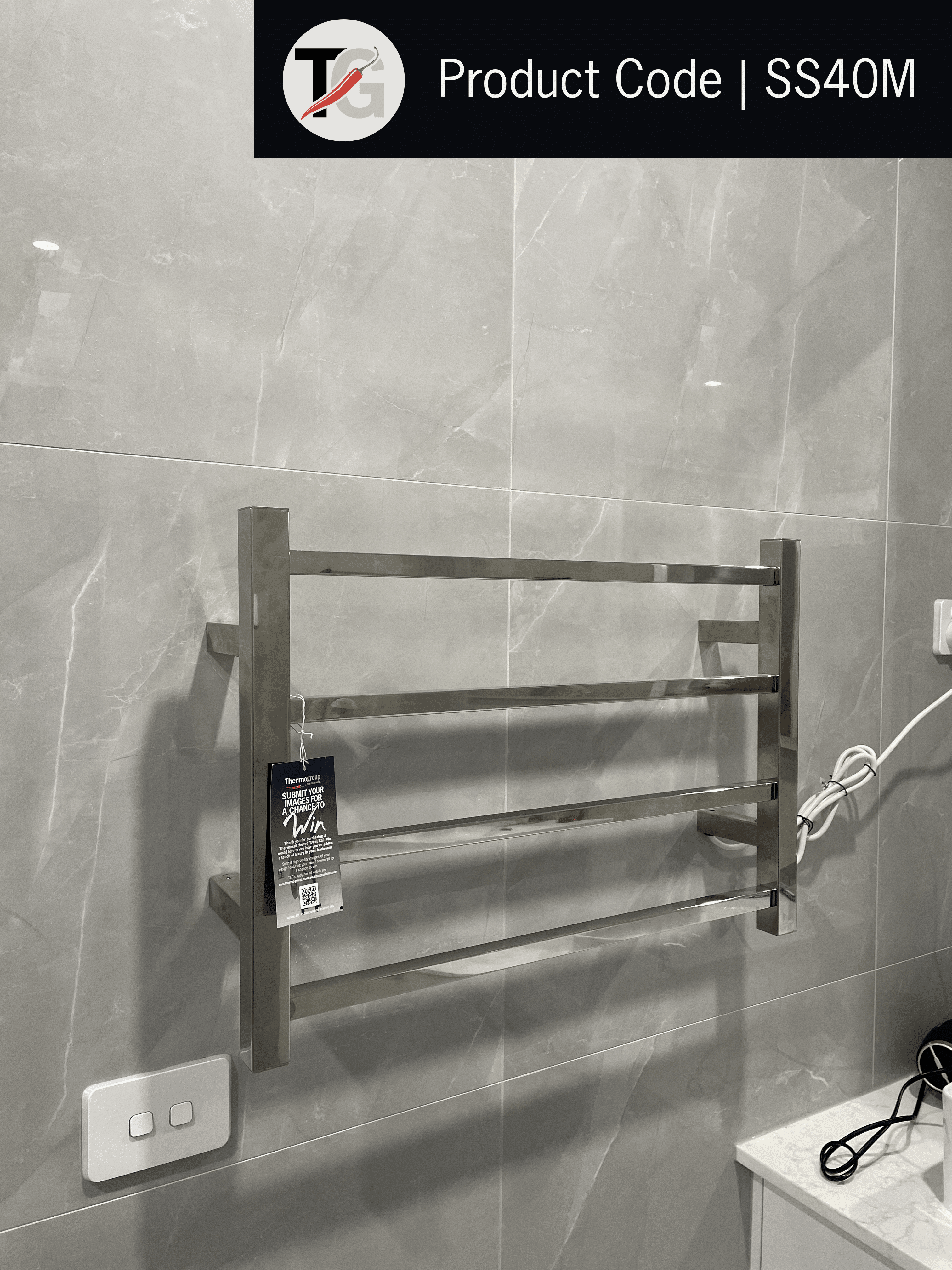 Thermorail Straight/Square 600x420x120mm 47Watts 4 Bars