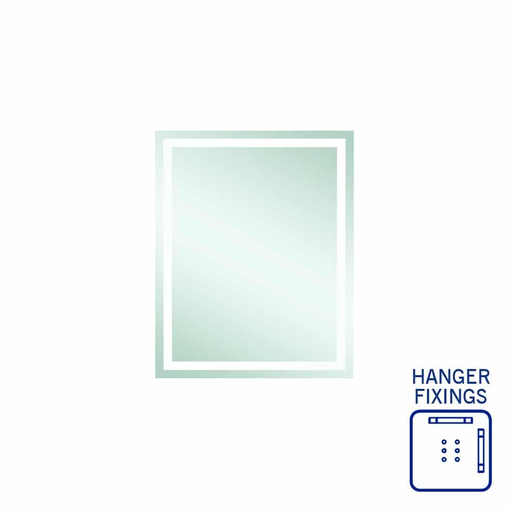 Sierra Rectangle Polished Edge Mirror With Sandblasted Border - 600X750Mm With Hangers