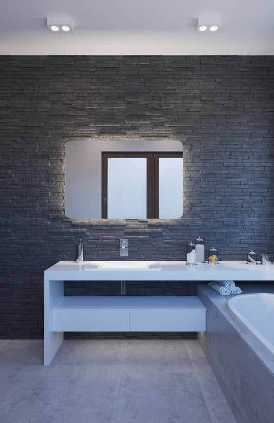 Backlit Rectangle Mirror with Curved Corners and Cool Light 1200x800mm 108Watts - Includes Mirror Demister