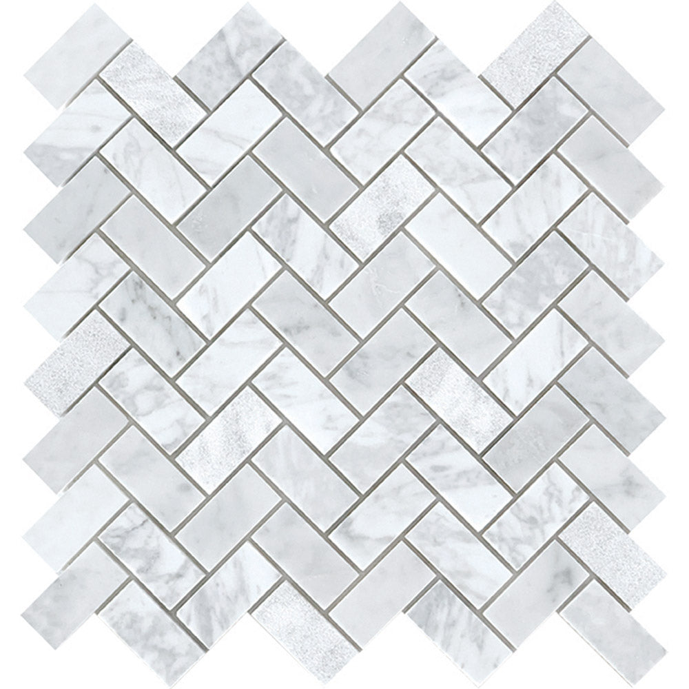 Tierra Carrara Short Herringbone Mosaic