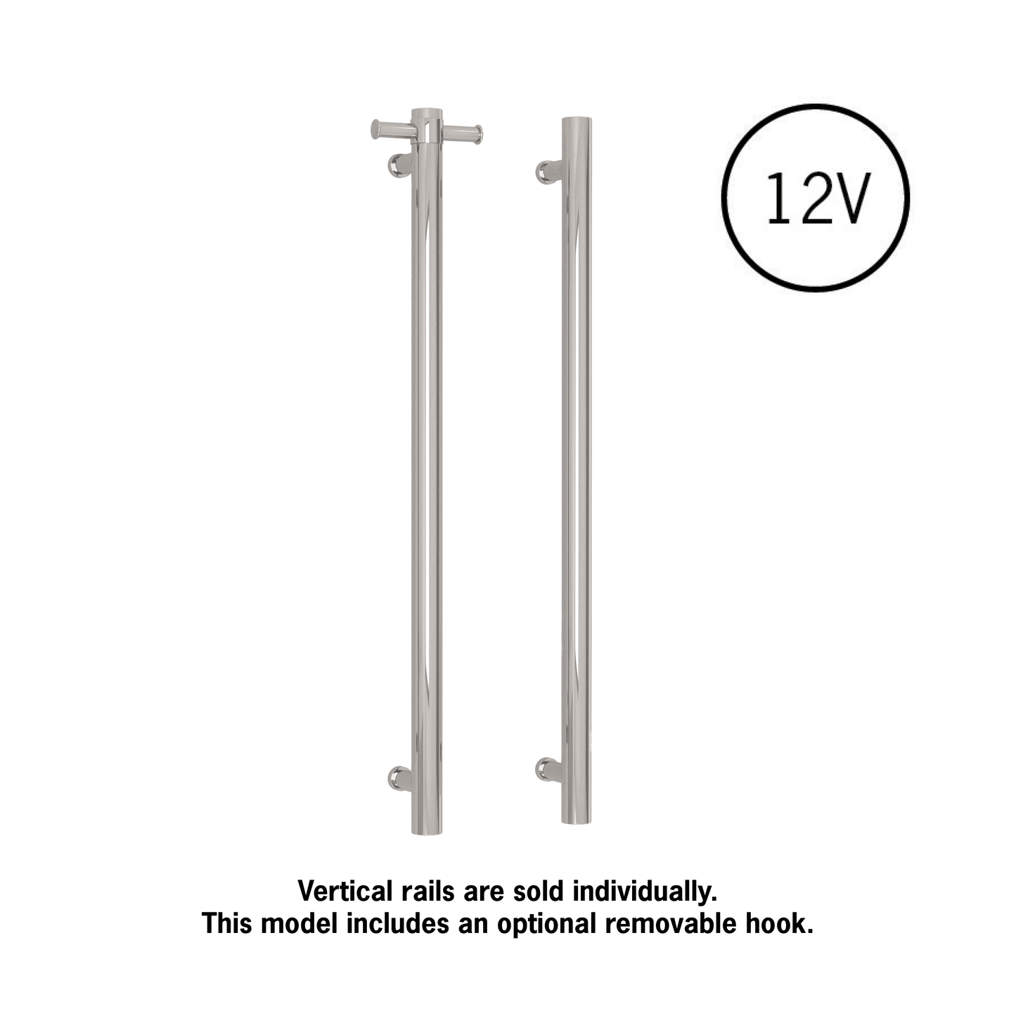 Thermorail Straight/Round 12Volt Vertical Bar 900x142x100mm 22Watts With Optional Hook