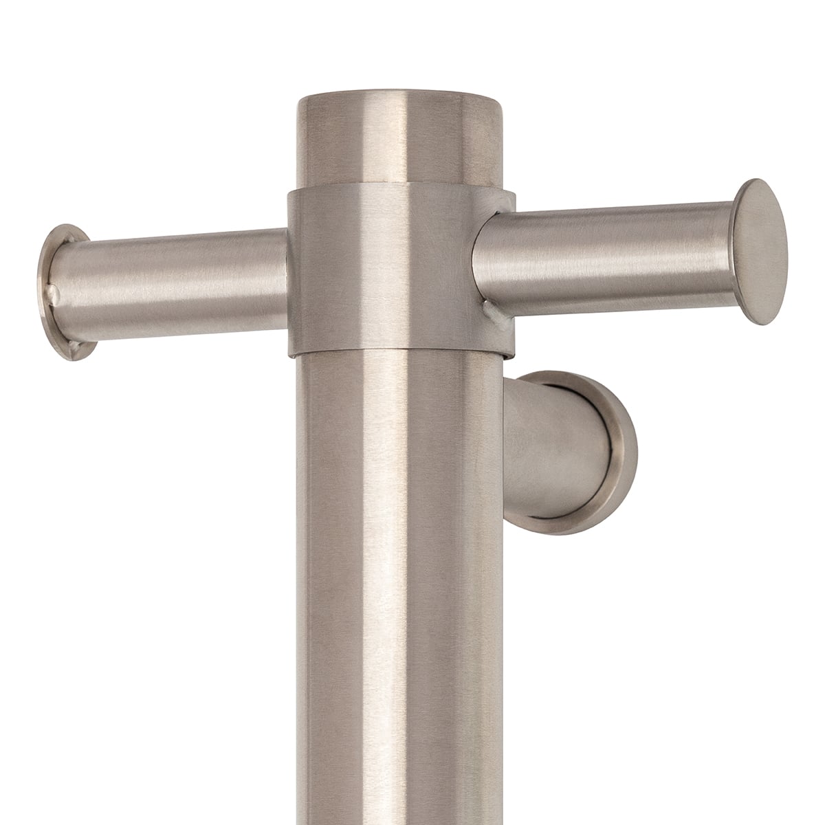 Thermorail Straight/Round Non-Heated Vertical Bar 900x142x100mm With Optional Hook - Brushed Stainless
