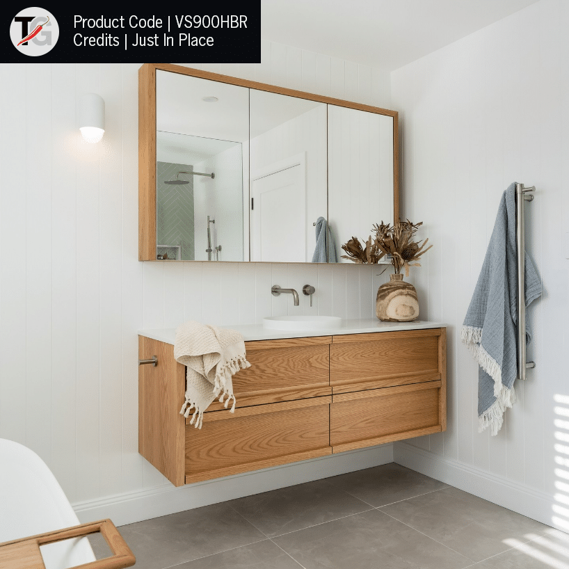 Thermorail Straight/Round 12Volt Vertical Bar 900x142x100mm 22Watts With Optional Hook - Brushed