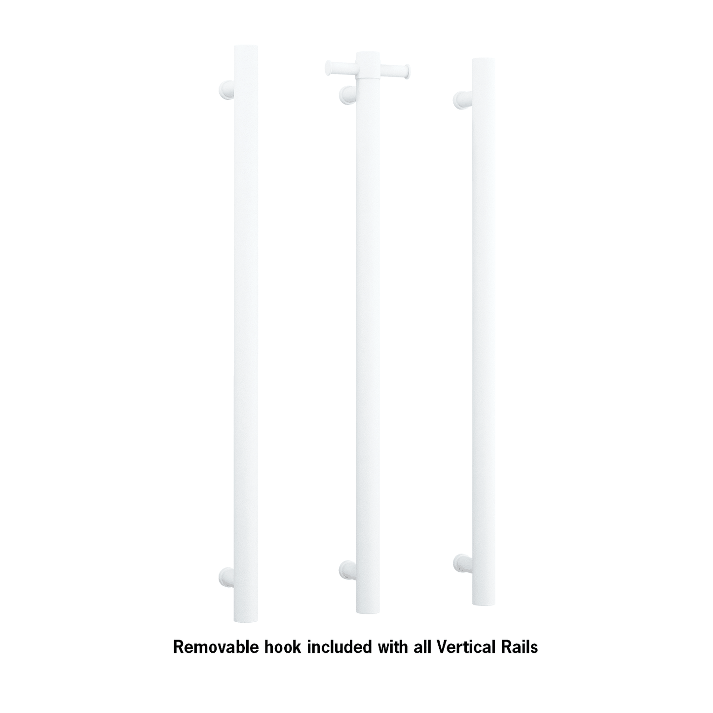 Thermorail Straight/Round 12Volt Vertical Bar 900X142X100Mm 26Watts With Optional Hook - Matt White