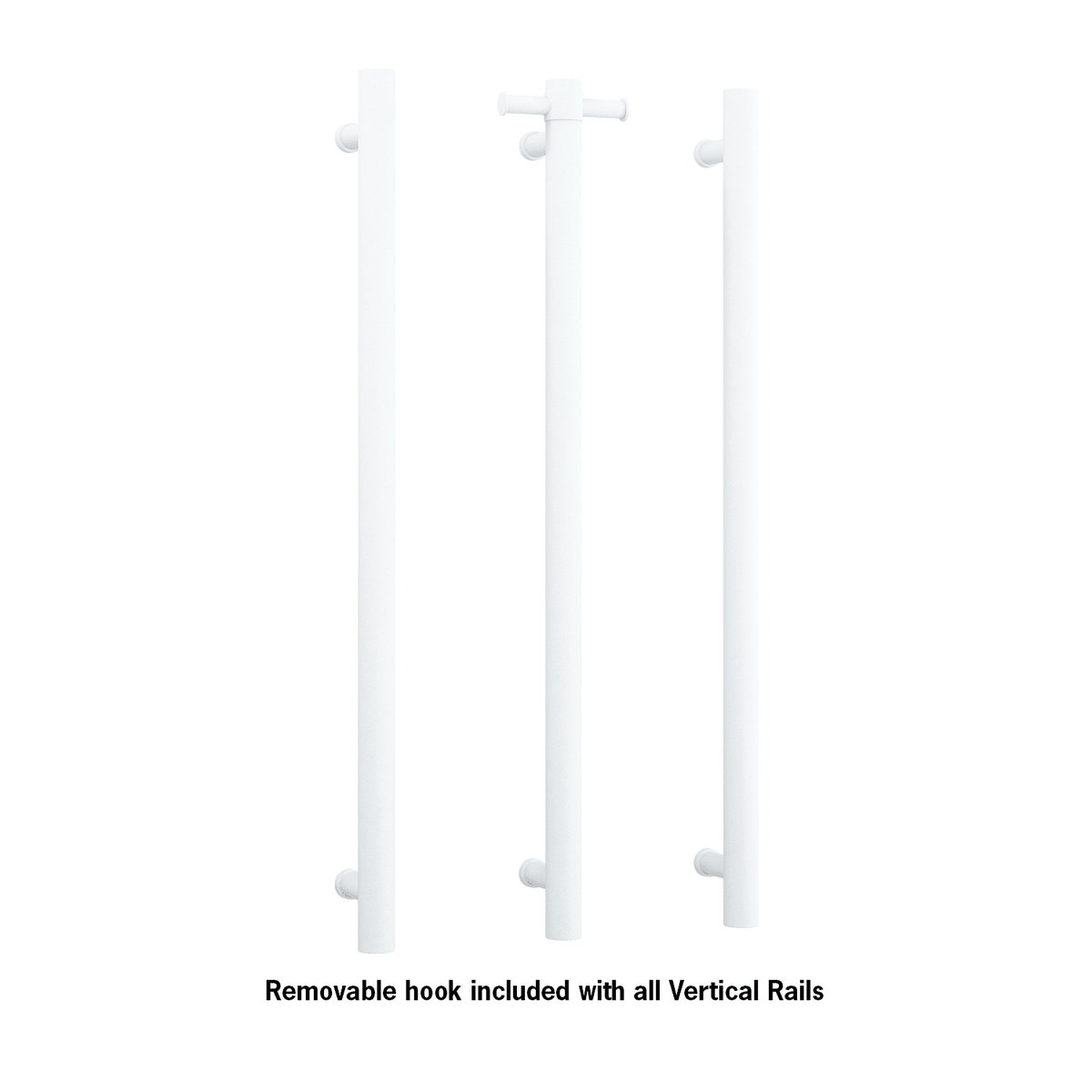 Thermorail Straight/Round 12Volt Vertical Bar 900X142X100Mm 26Watts With Optional Hook - Matt White