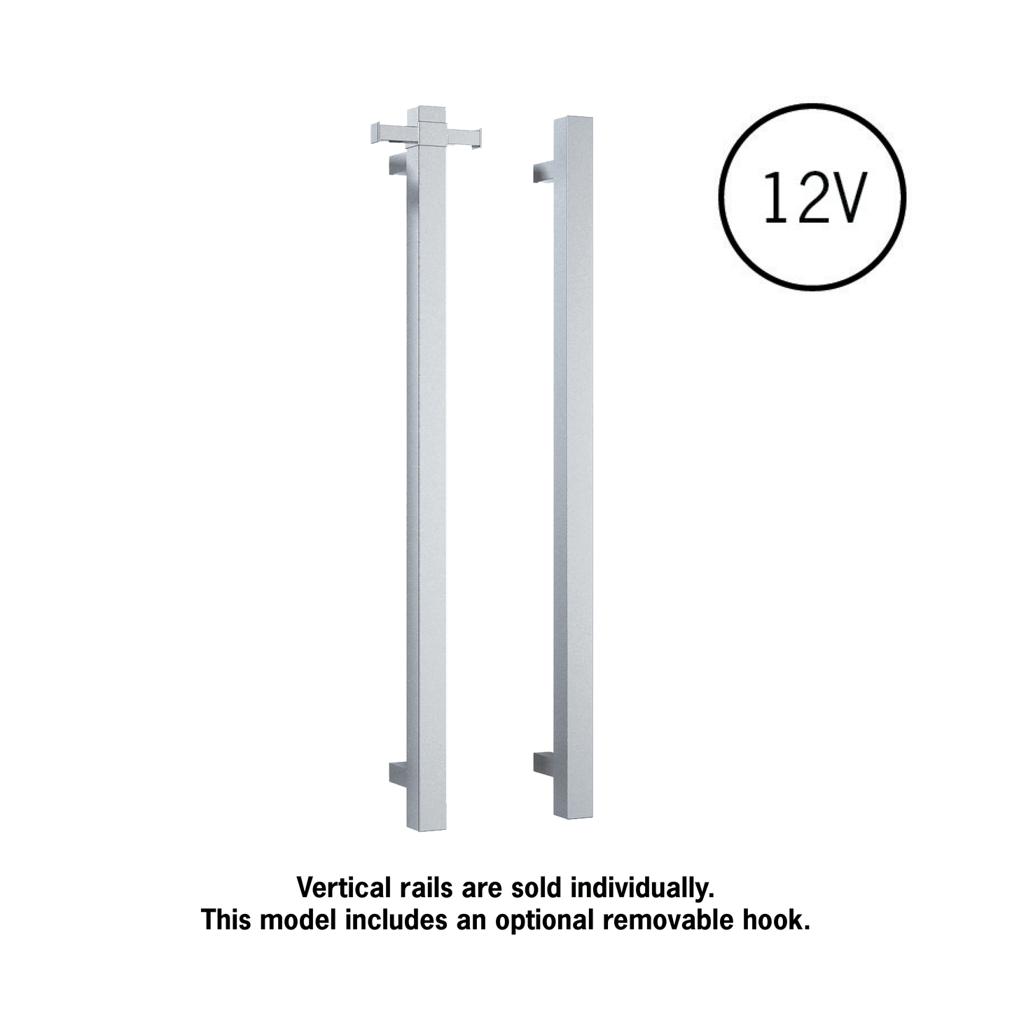 Thermorail Square 12Volt Vertical Bar 900x142x100mm 30Watts With Optional Hook