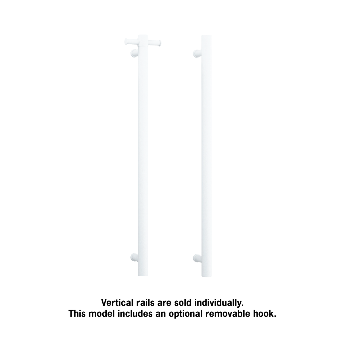 Thermorail Straight/Round 240Volt Vertical Bar 900x142x100mm 22Watts With Optional Hook - Matt White