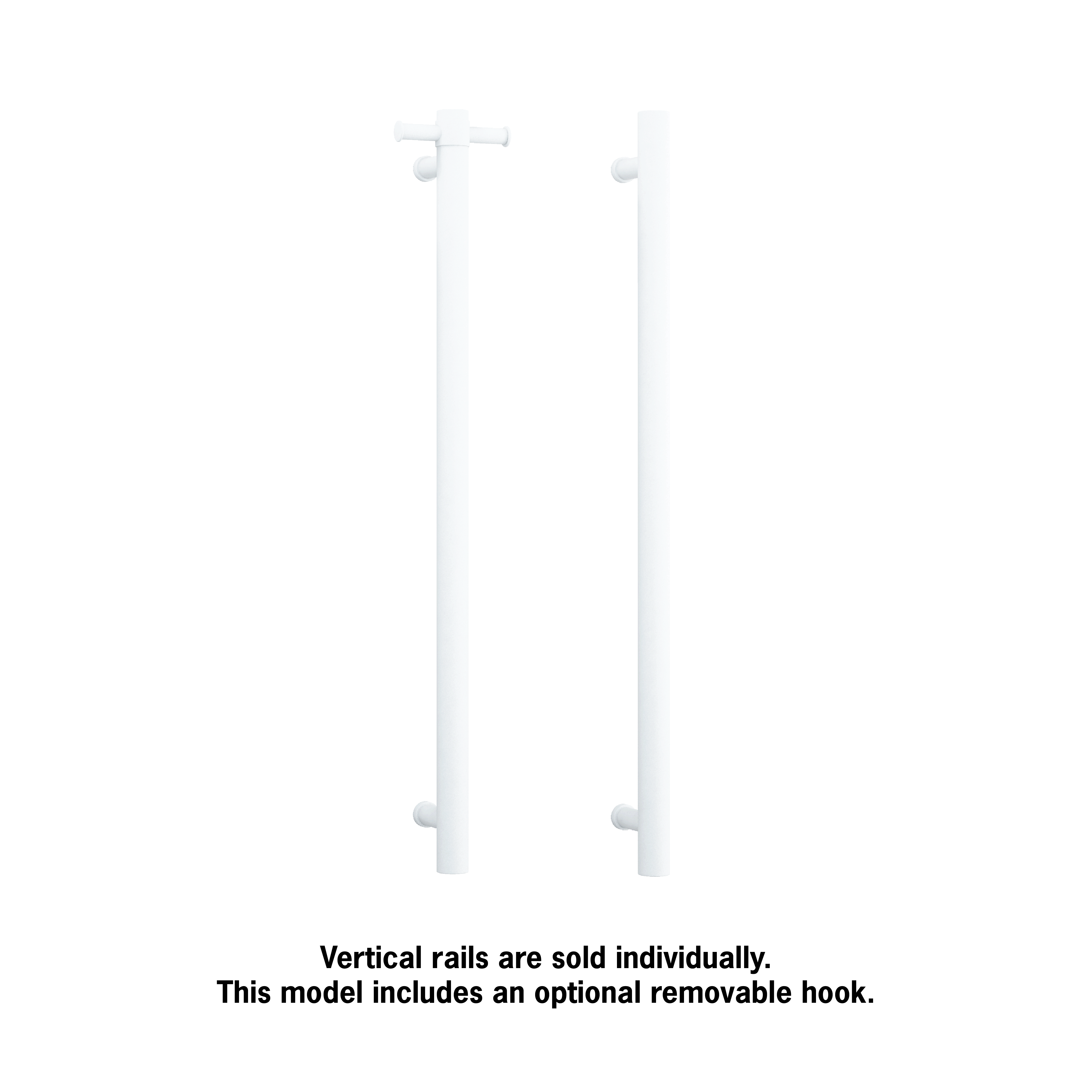 Thermorail Straight/Round 240Volt Vertical Bar 900x142x100mm 22Watts With Optional Hook - Matt White