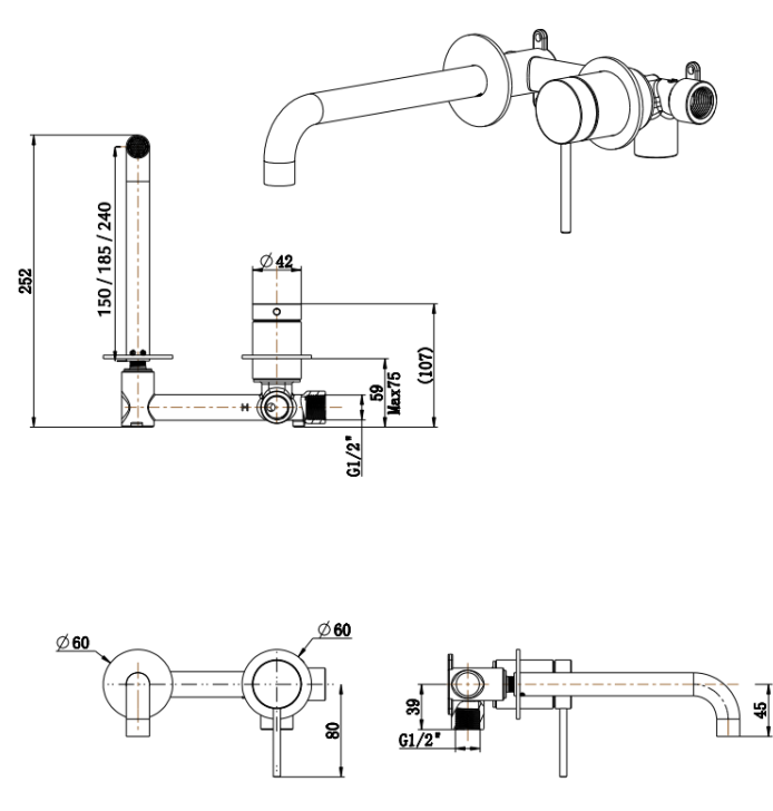 Mica Wall-Spout Combo - BODY