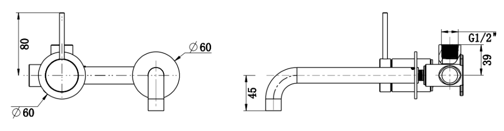 Mica Wall-Spout Combo - 2P - Reverse - TRIM KIT ONLY