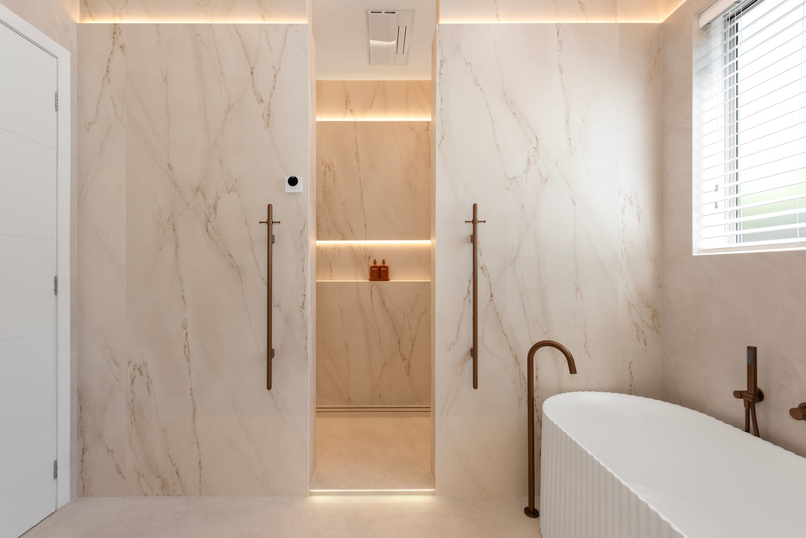 Heated Vertical Towel Rail - Lustre Bronze