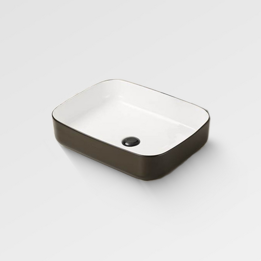 NIRVANA Rectangular Above Counter Basin 485mm Black/White