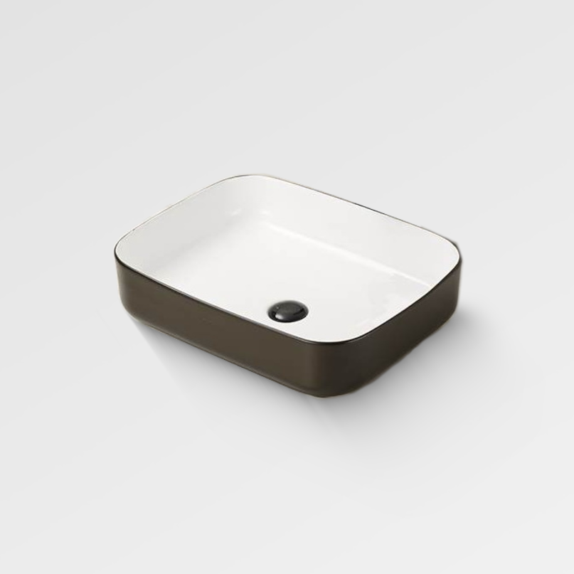 NIRVANA Rectangular Above Counter Basin 485mm Black/White