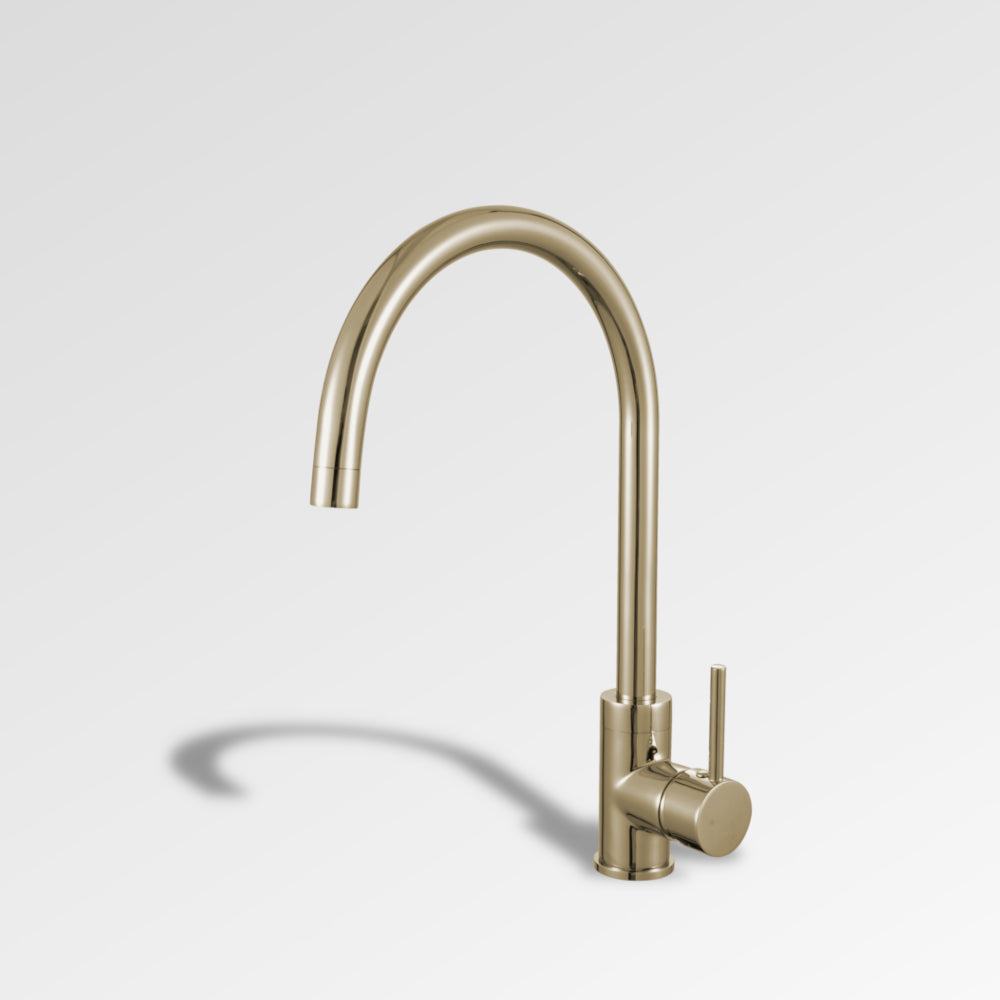 NIRVANA Goose Neck Kitchen Mixer Brushed Brass