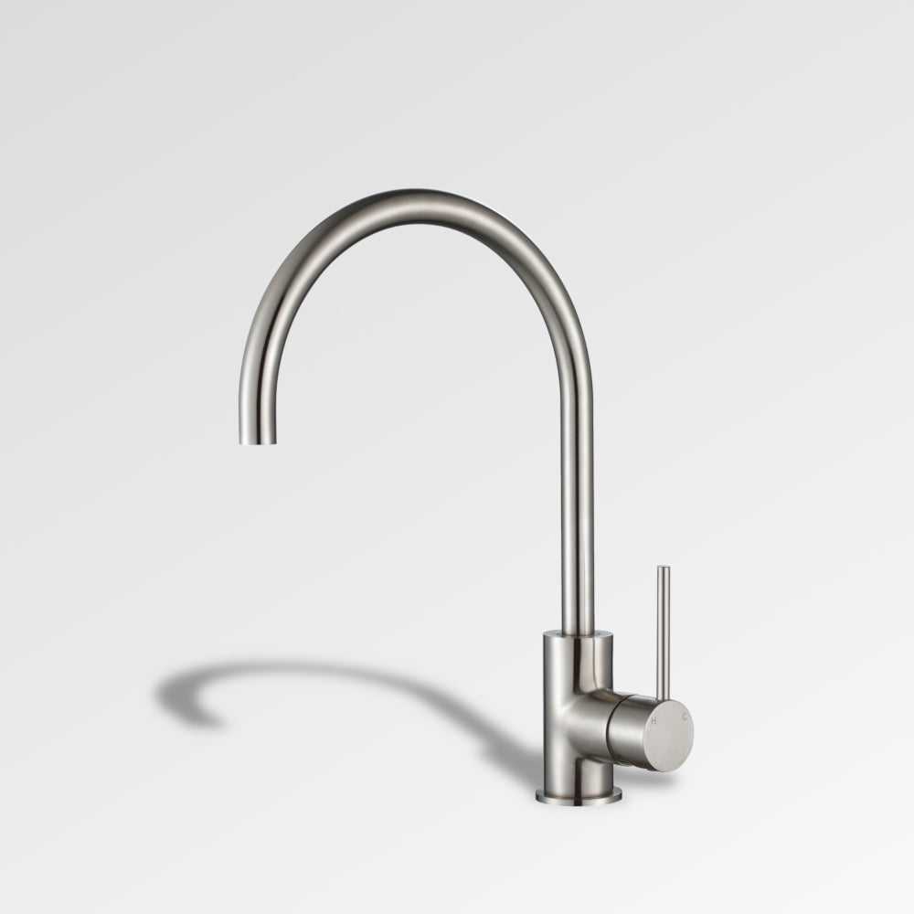 NIRVANA Goose Neck Kitchen Mixer Brushed Nickel
