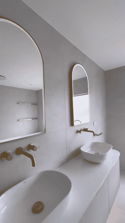 Bondi 1800mm Satin White Fluted Wall Hung Curve Cabinet