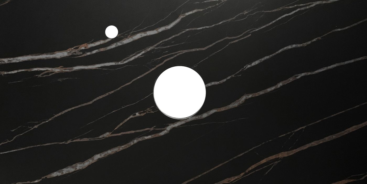 Byron 900mm Black Oak Wall Hung Vanity with Empire Black Top 10TH