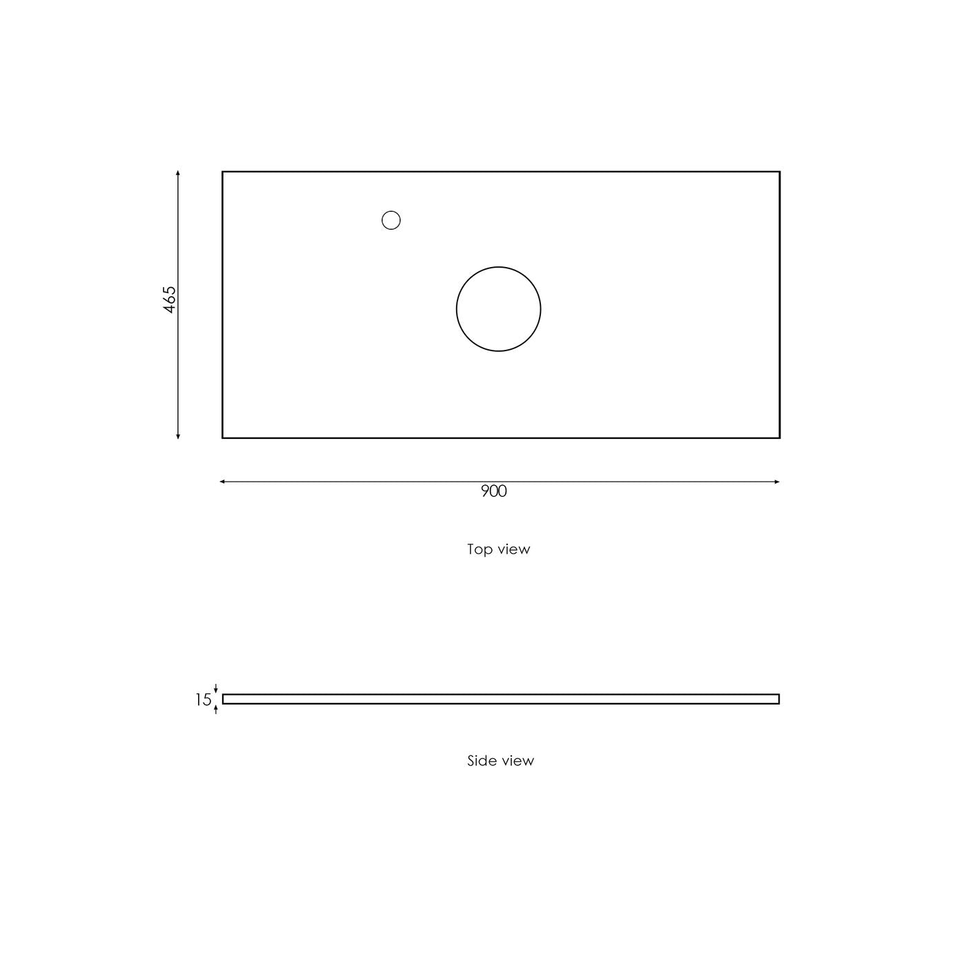 Byron 900mm Black Oak Wall Hung Vanity with Empire Black Top 10TH