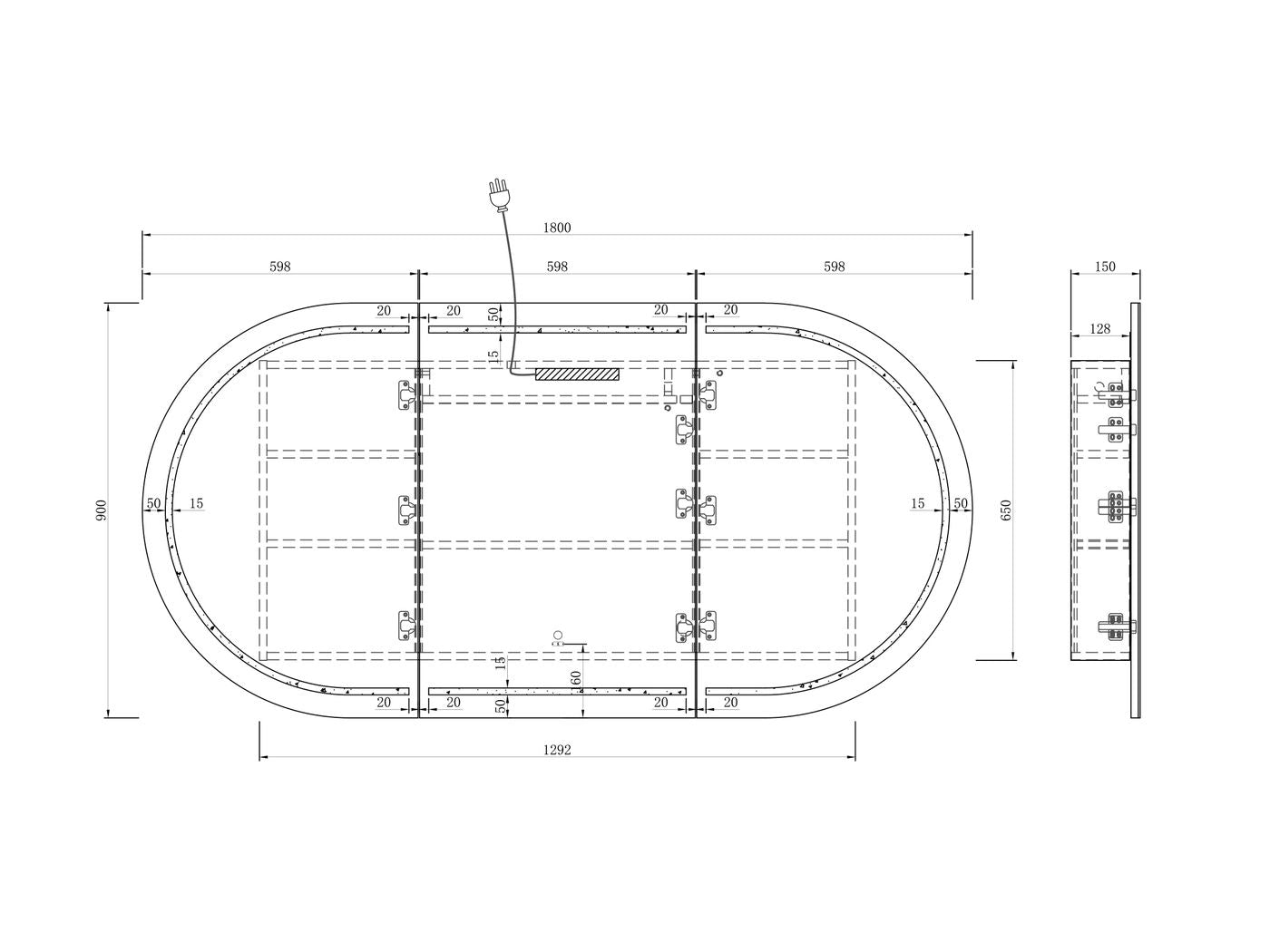 LED BONDI 1800x900 Shaving Cabinet Natural Oak