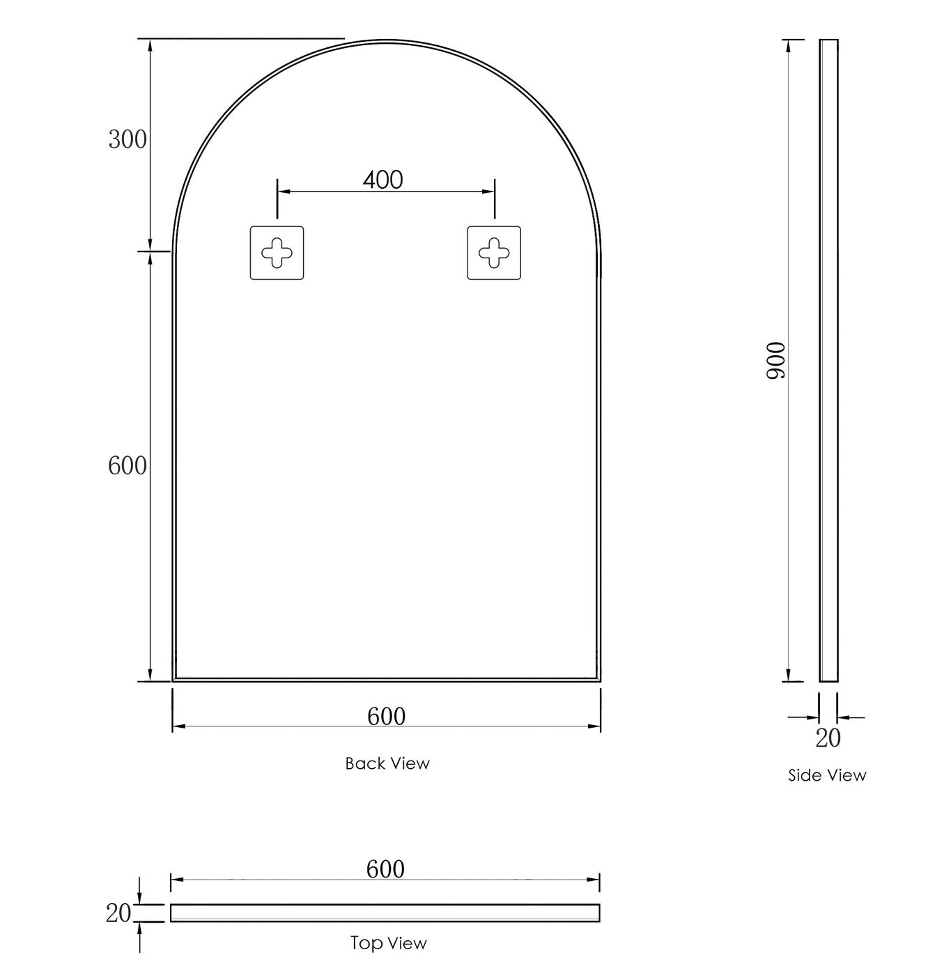 Metal Framed Archie Mirror 900x600 Brushed Gold