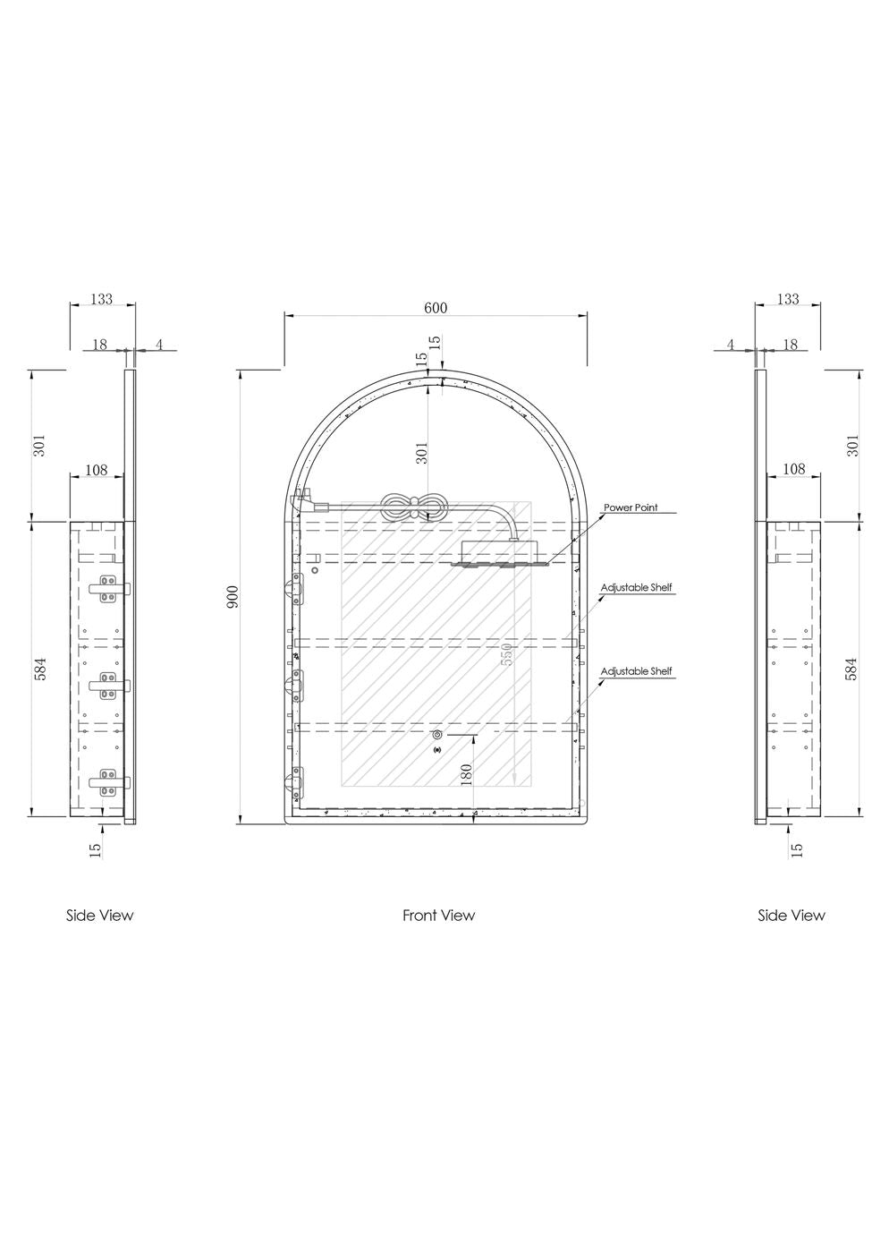 LED Archie Shaving Cabinet Matte White