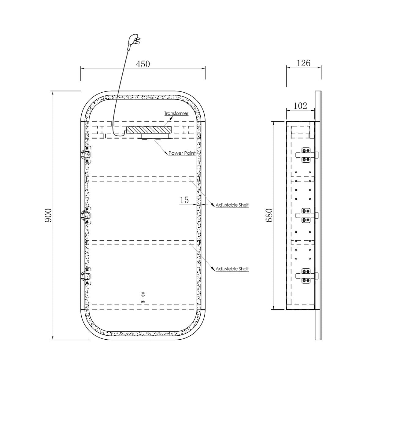 LED Newport Soft Square Shaving Cabinet Natural Oak