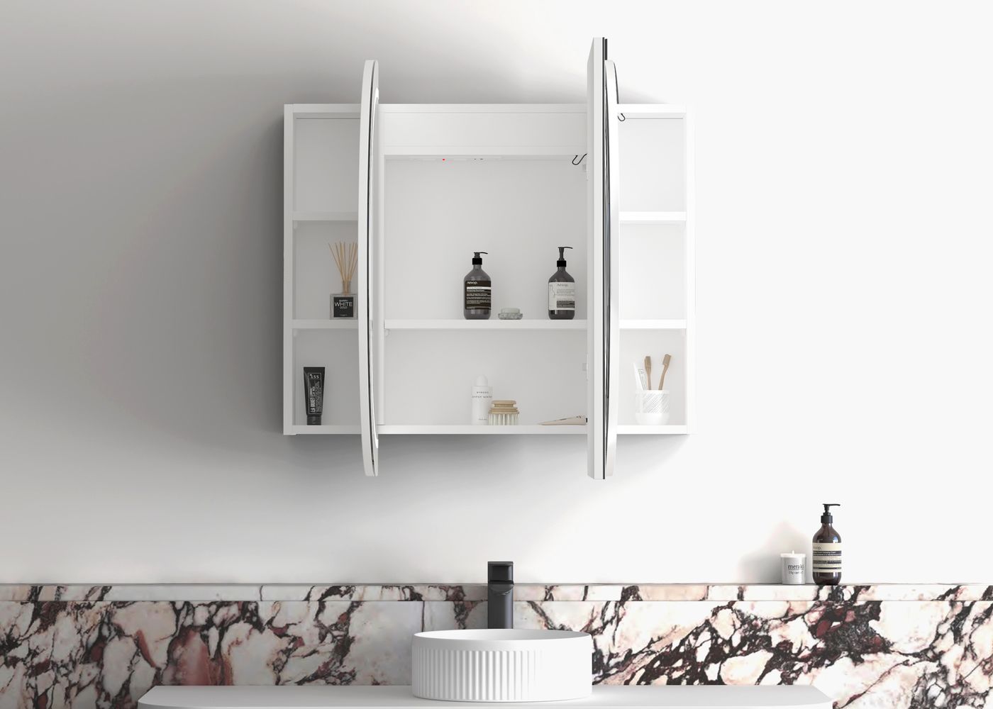 LED BONDI 1200x750 Shaving Cabinet Matte White