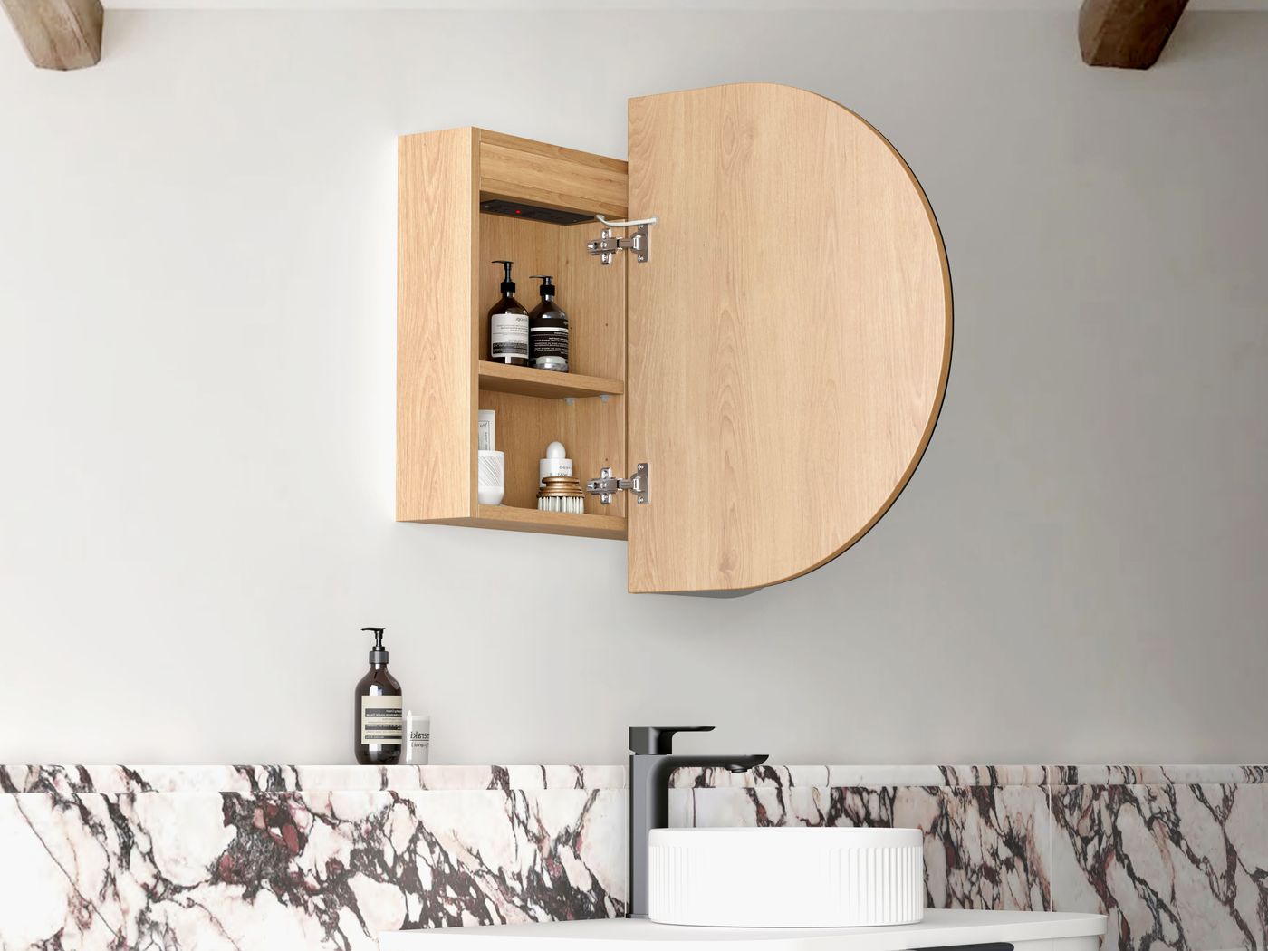 LED BONDI 900x600 Shaving Cabinet Natural Oak