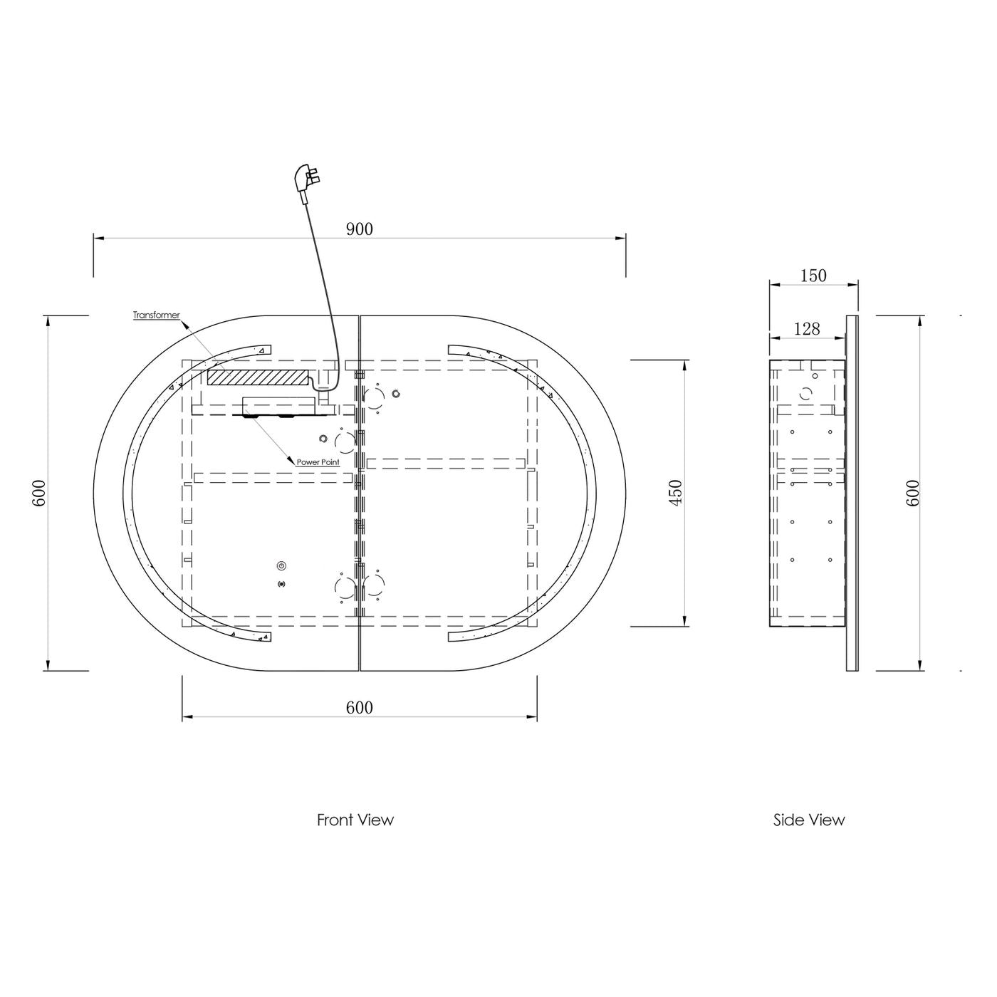 LED BONDI 900x600 Shaving Cabinet Natural Oak