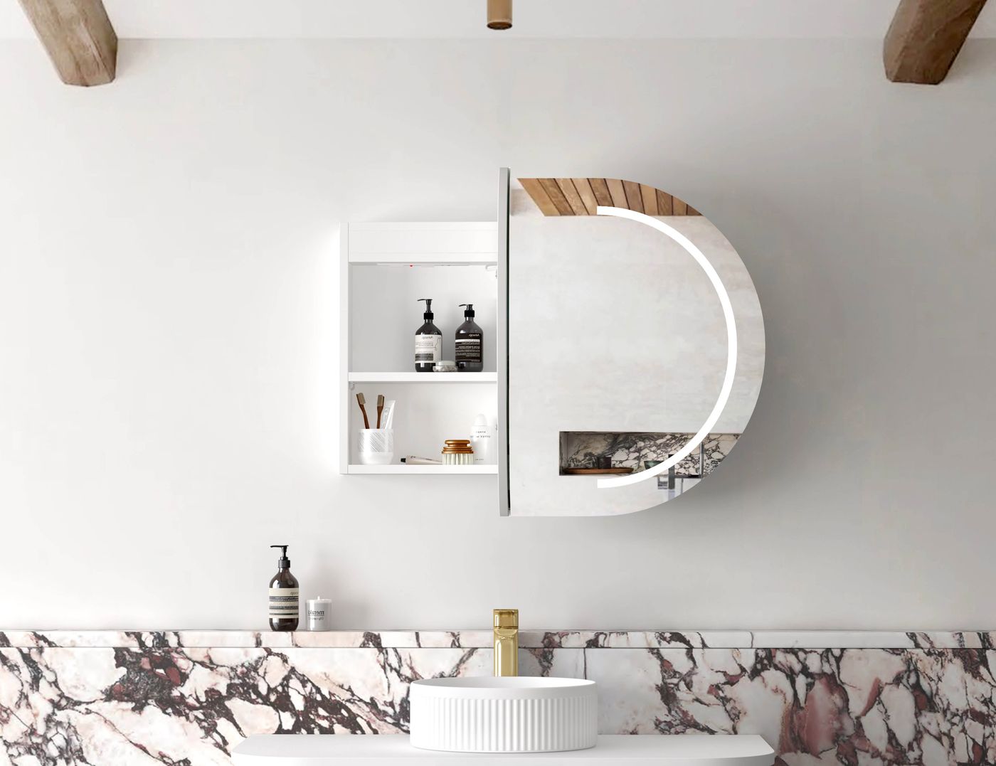 LED BONDI 900x600 Shaving Cabinet Matte White