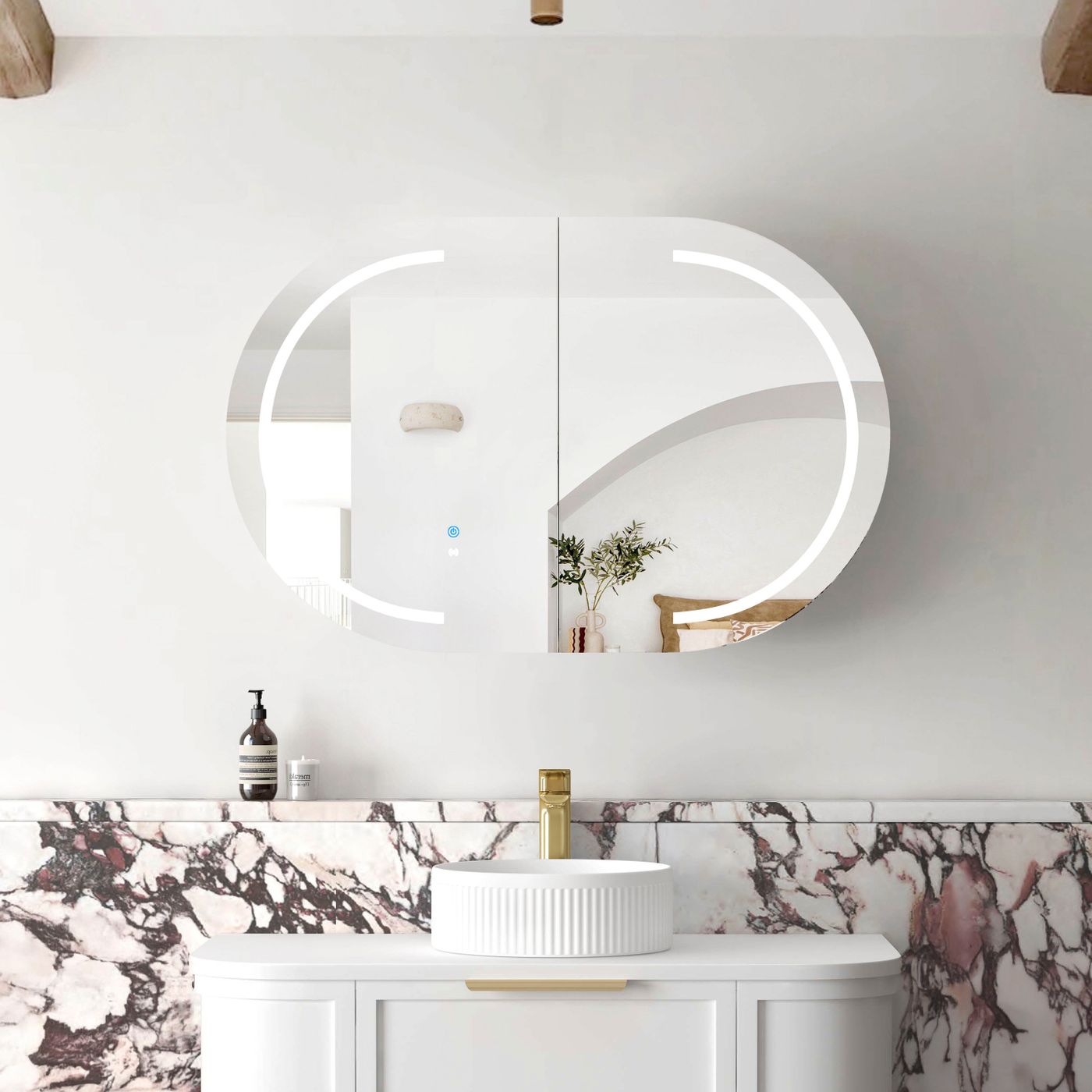 LED BONDI 900x600 Shaving Cabinet Matte White