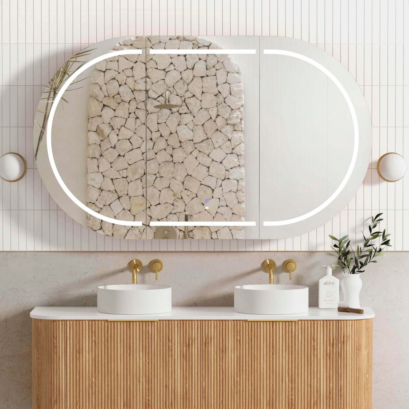LED BONDI 1500x900 Shaving Cabinet Natural Oak