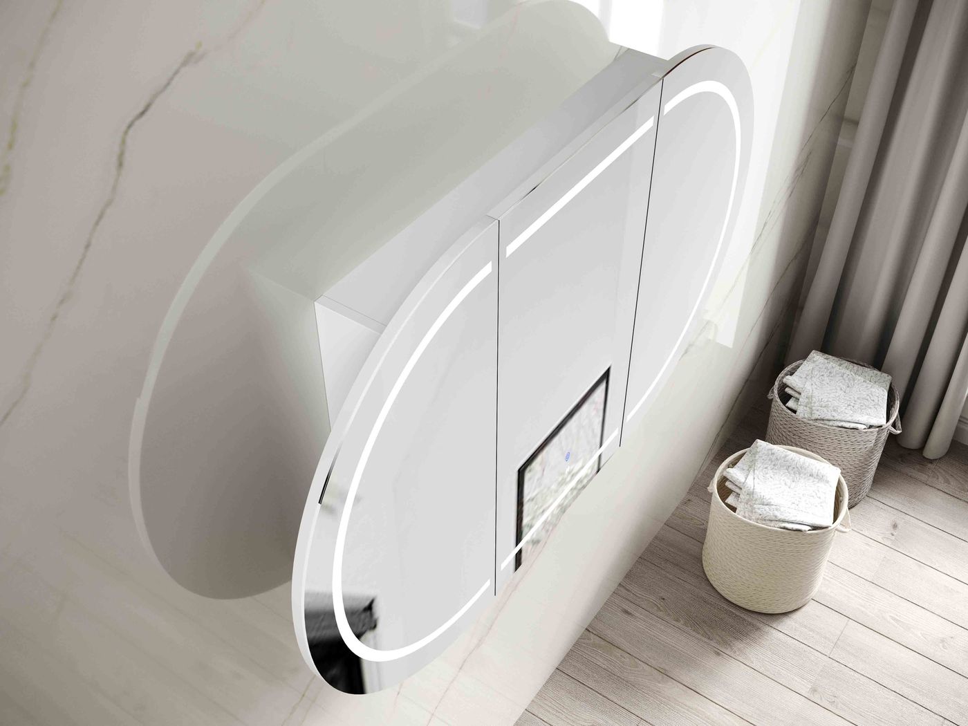 LED BONDI 1500x900 Shaving Cabinet Matte White