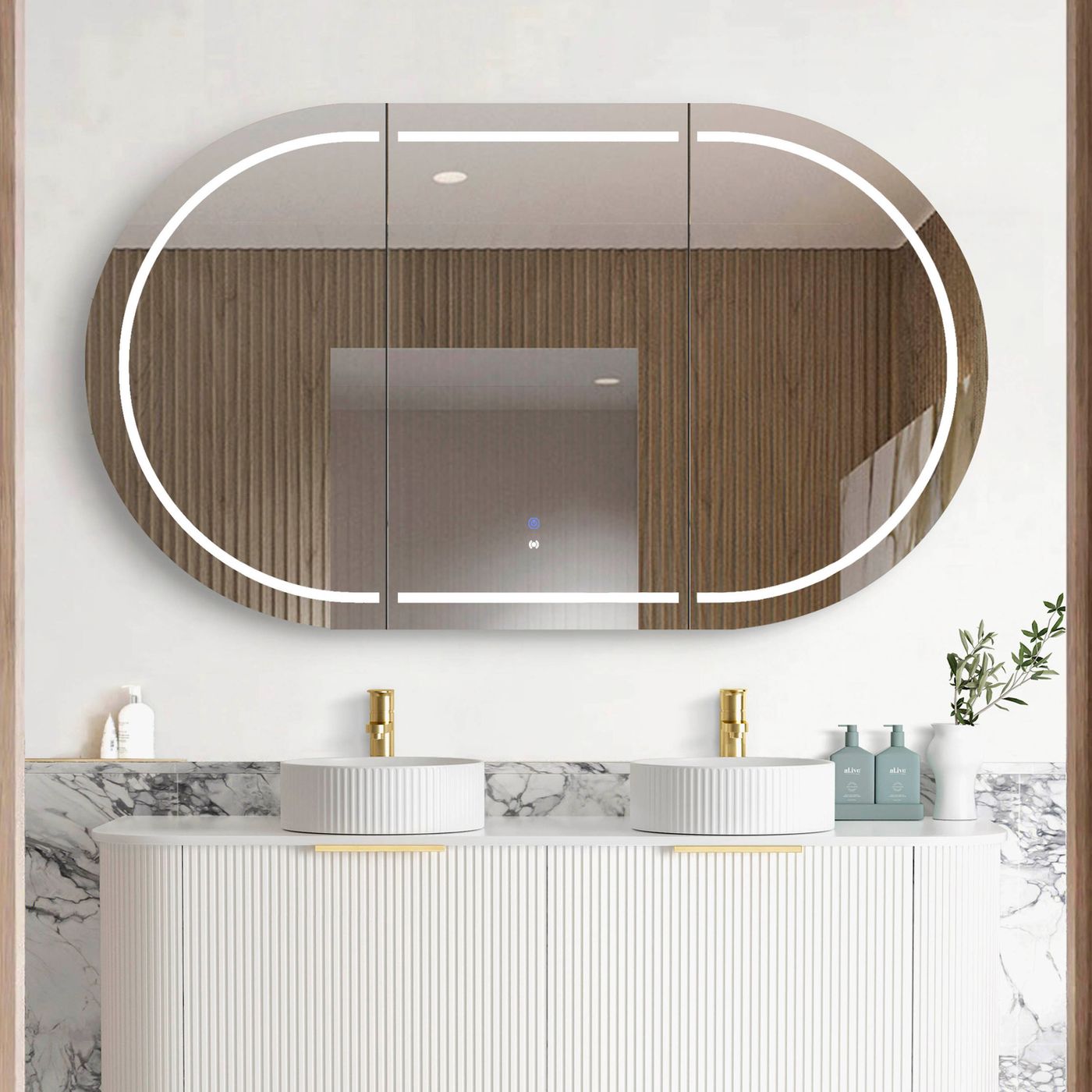 LED BONDI 1500x900 Shaving Cabinet Matte White
