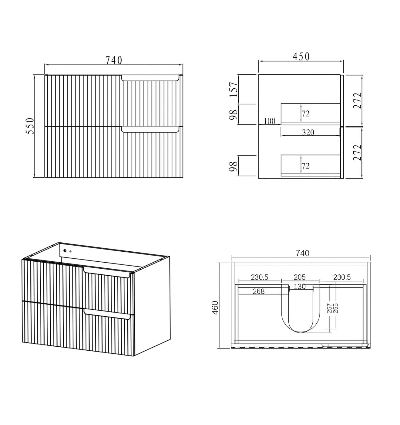 Noosa 750mm Satin White Wall Hung Vanity with Ceramic Top