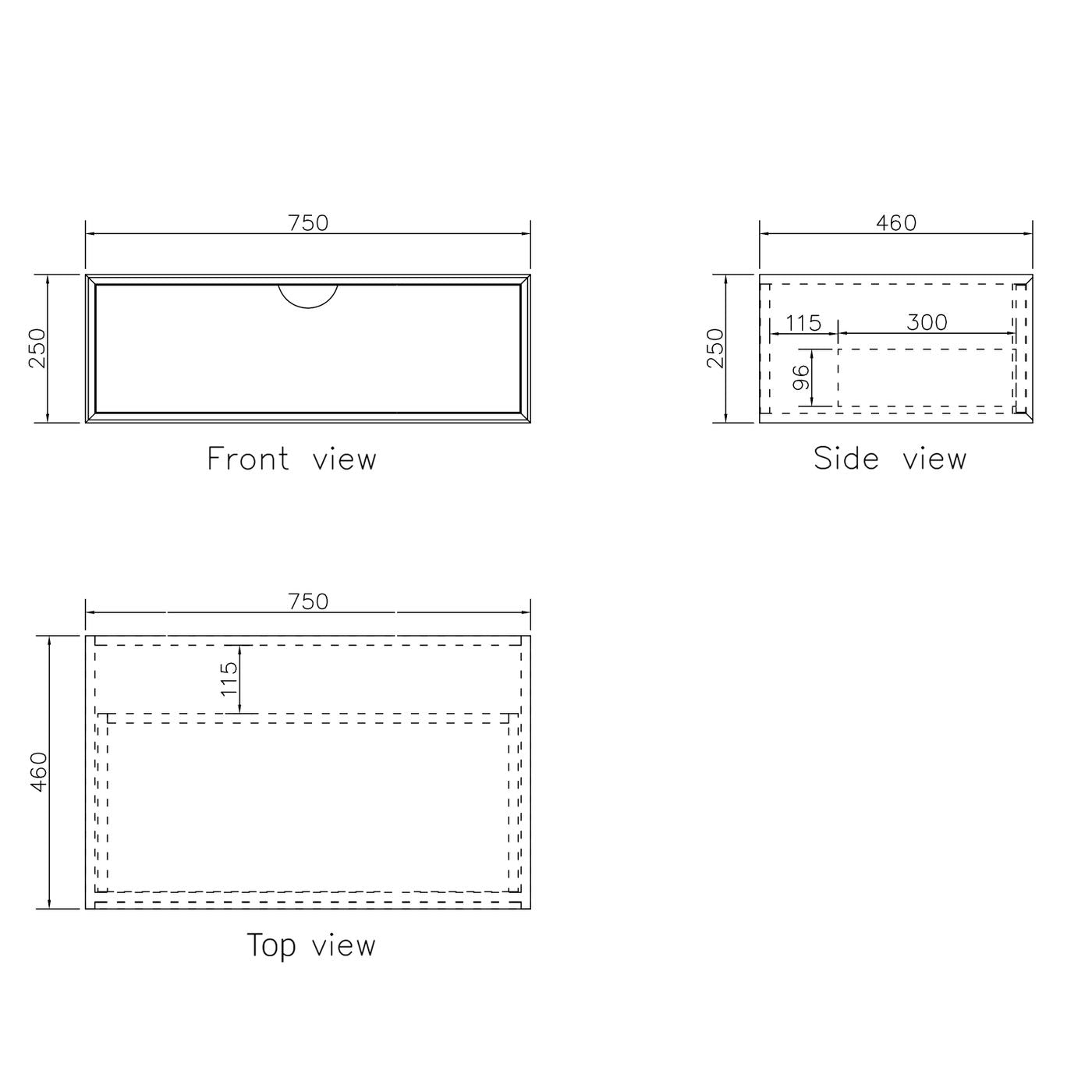 Moonlight Wall Hung Cabinet 700 White (Gold Handle)