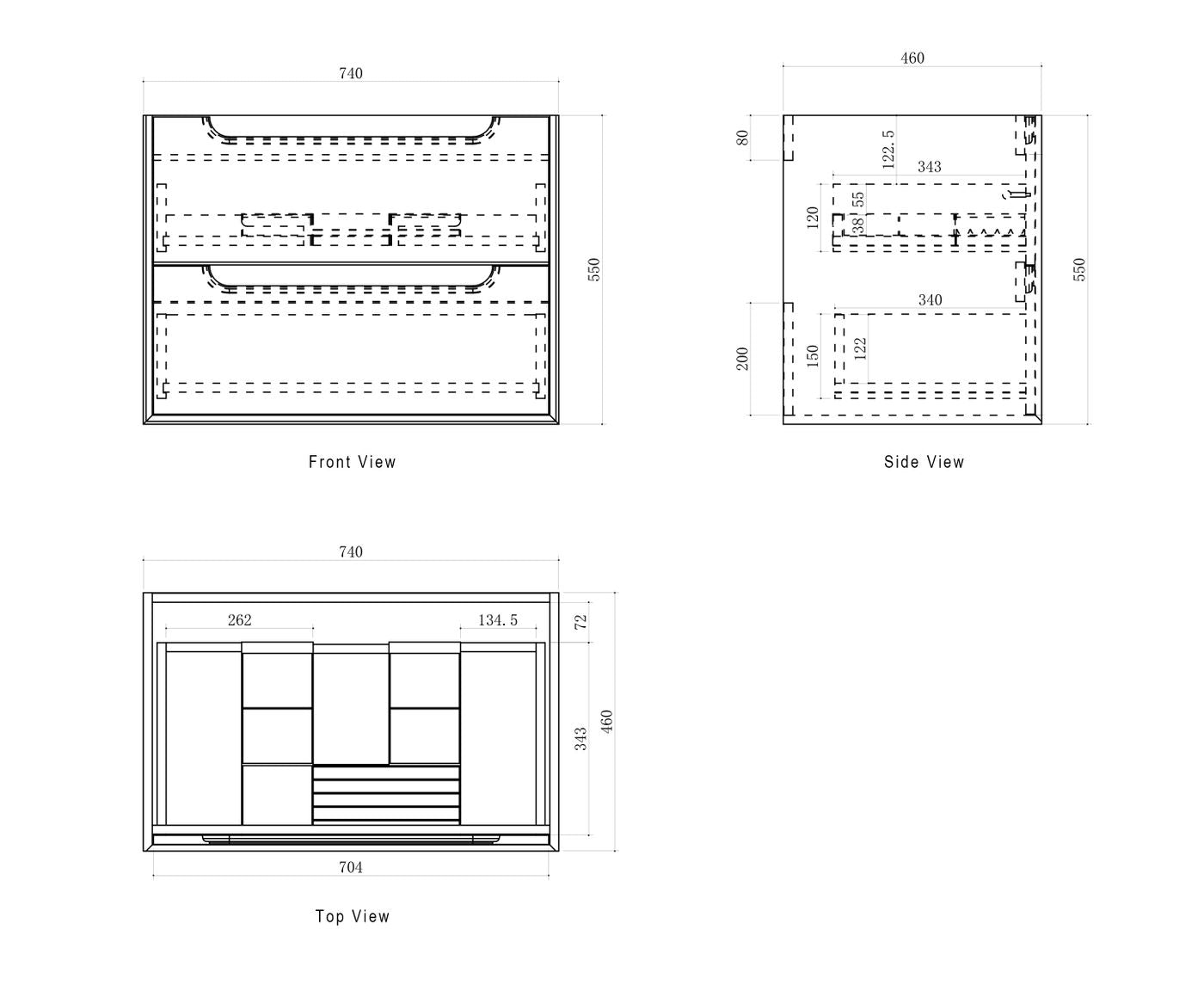 Byron 750mm Natural Oak Wall Hung Cabinet Only