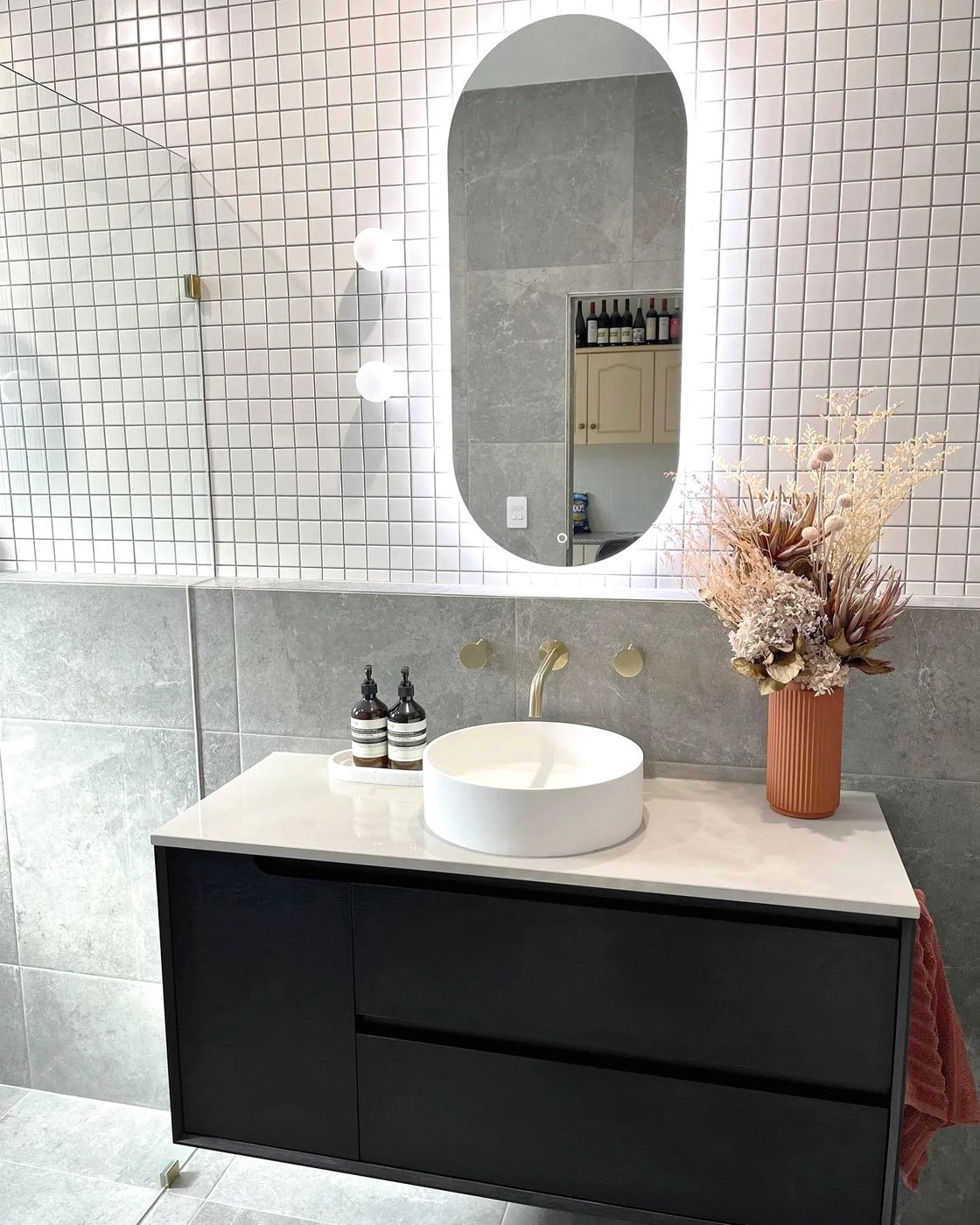 Byron 1200mm Black Oak Wall Hung Vanity with Ceramic Top