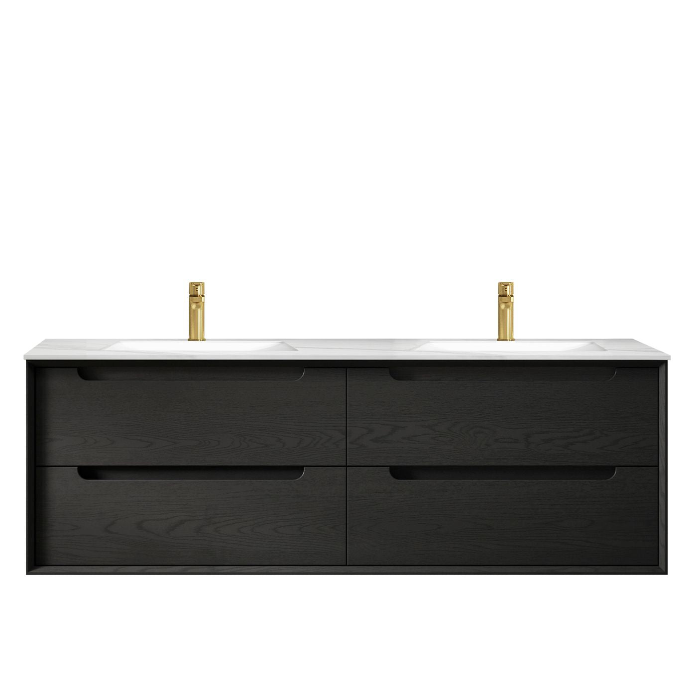 Byron 1500mm Black Oak Wall Hung Vanity with Ceramic Top