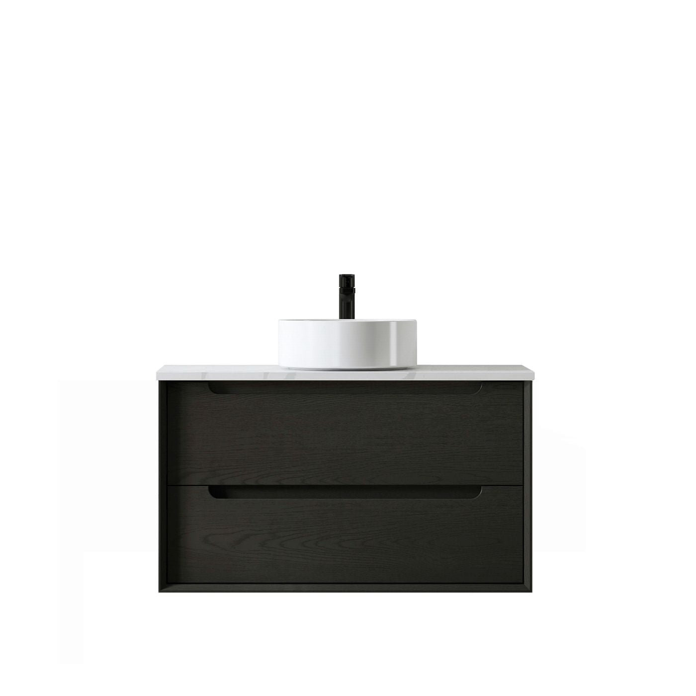 Byron 900mm Black Oak Wall Hung Cabinet Only