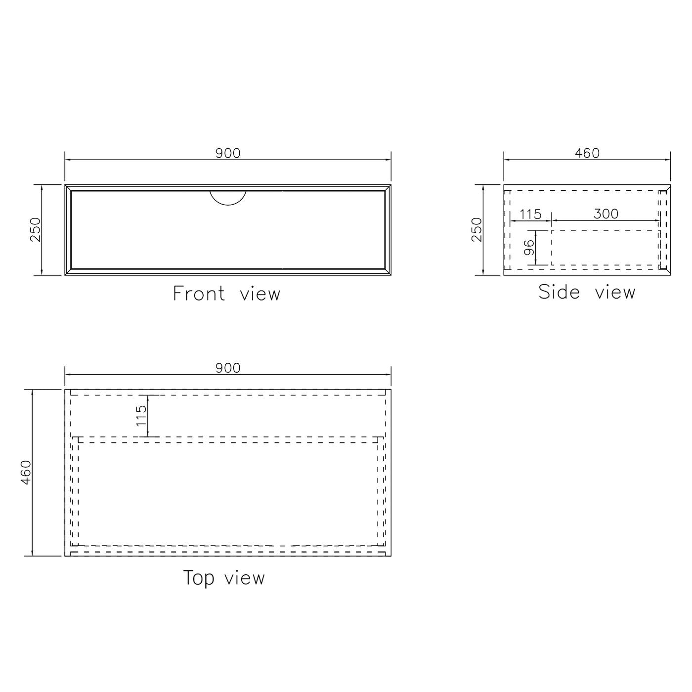 Moonlight Wall Hung Cabinet 900 White (Gold Handle)