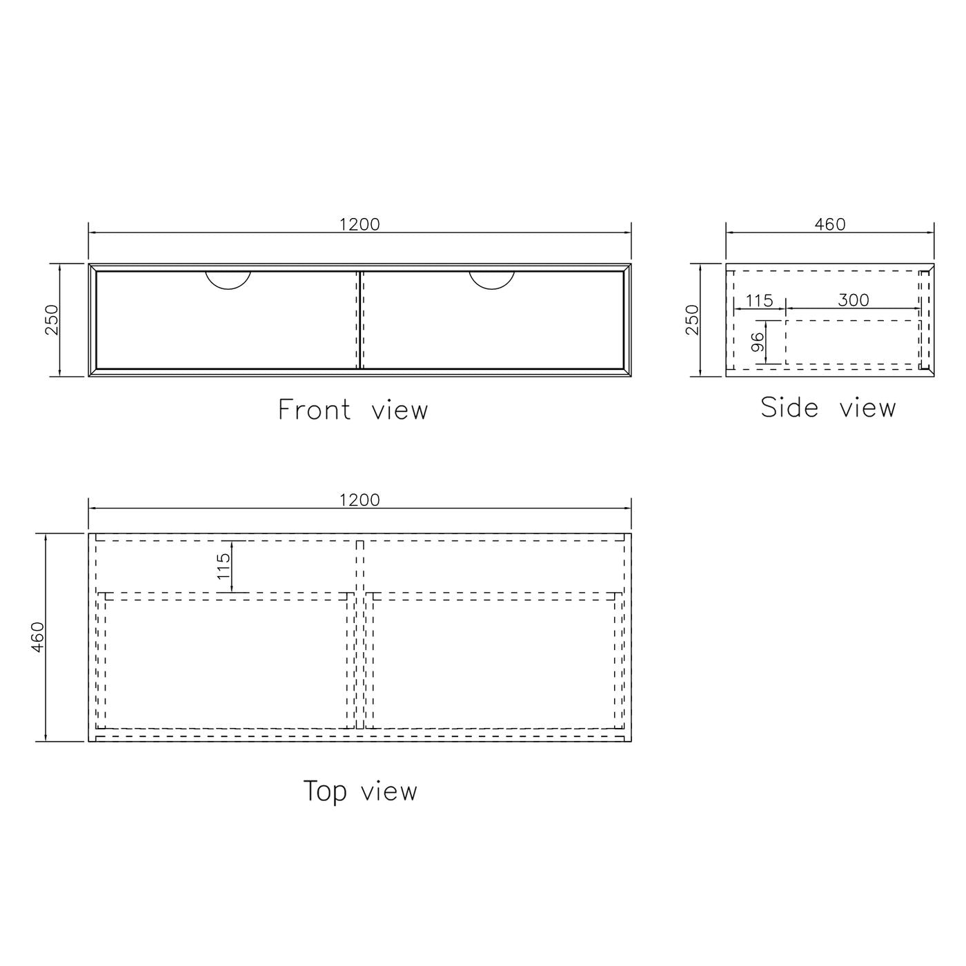 Moonlight Wall Hung Cabinet 1200 White (Gold Handle)