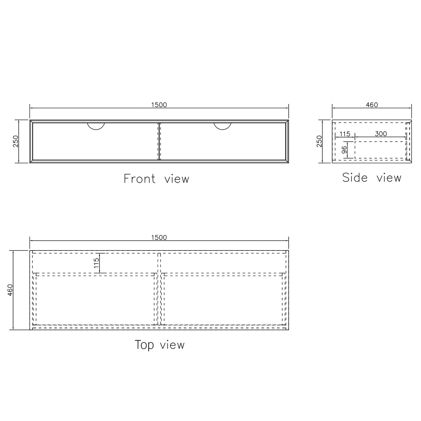 Moonlight Wall Hung Cabinet 1500 White (Gold Handle)