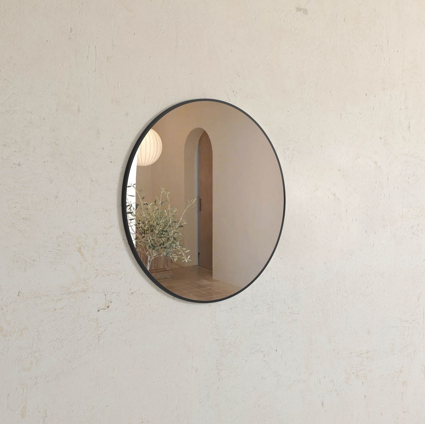 London Black Metal Frame Mirror 700mm