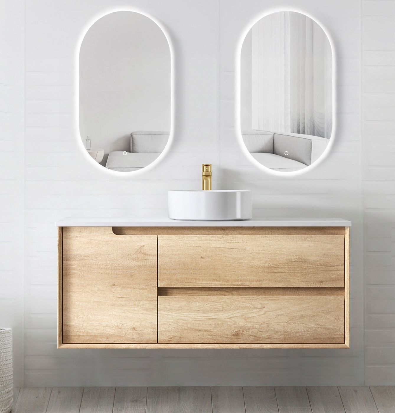 Byron 1200mm Natural Oak Wall Hung Cabinet Only