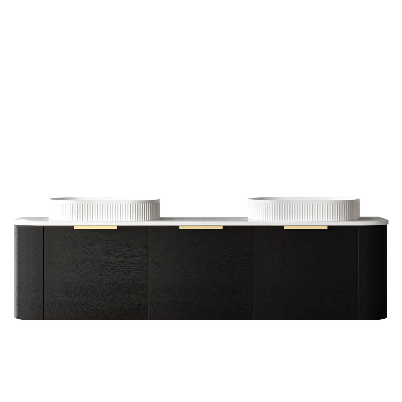 Bondi 1800mm Black Oak Wall Hung Curve Cabinet