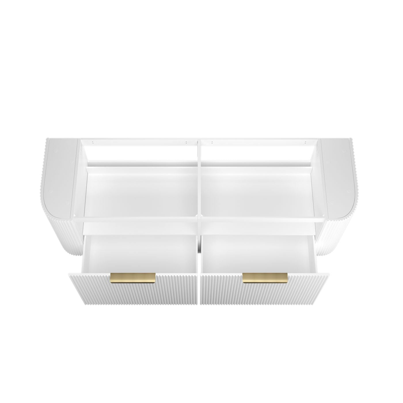 Bondi 1500mm Satin White Fluted Wall Hung Curve Cabinet