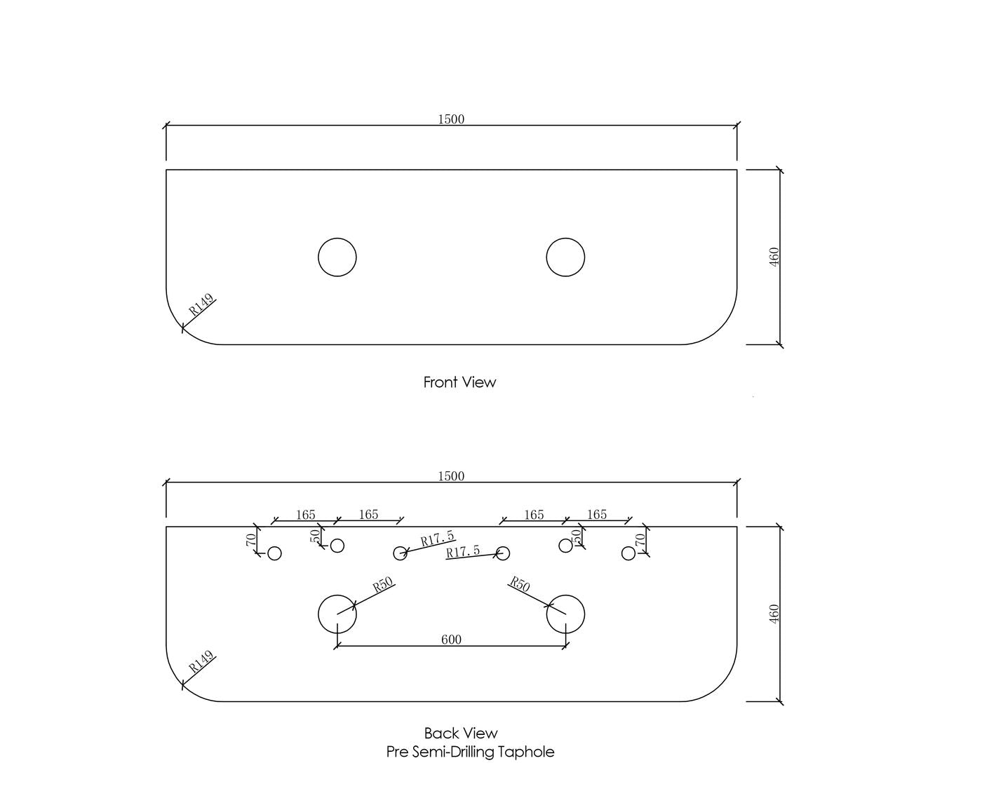 Bondi 1500mm Satin White Fluted Wall Hung Curve Cabinet